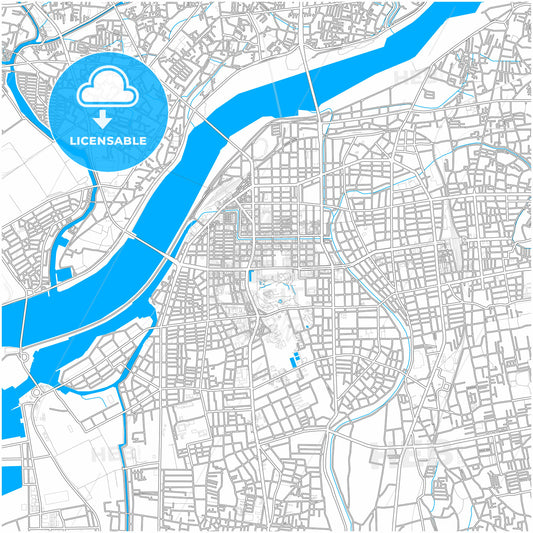 Wakayama, Wakayama, Japan, city map with high quality roads.