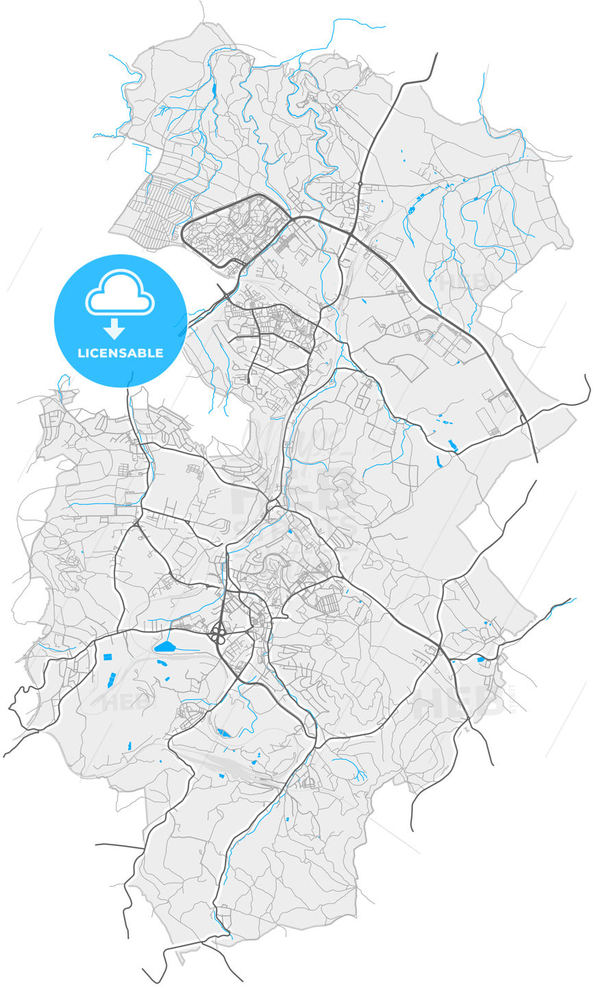 Wałbrzych, Lower Silesian, Poland, high quality vector map