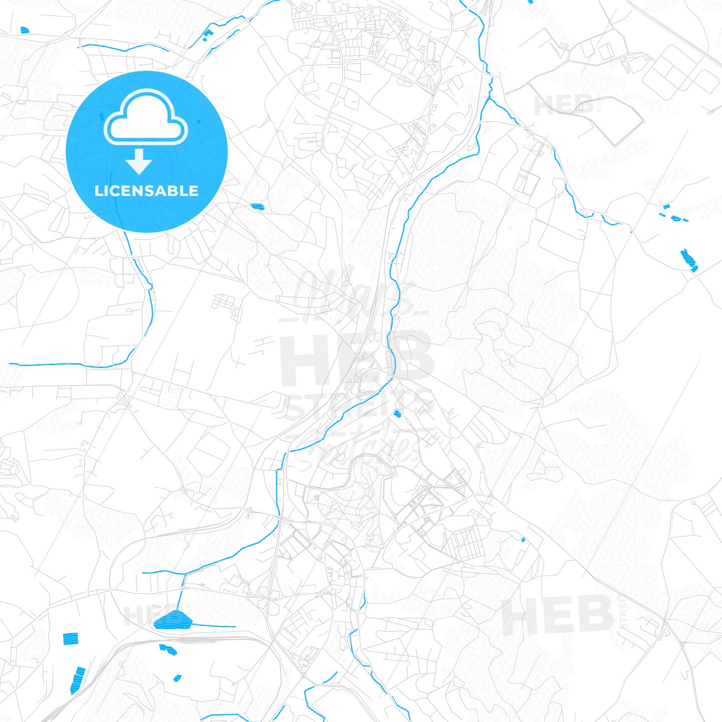 Wałbrzych, Poland PDF vector map with water in focus