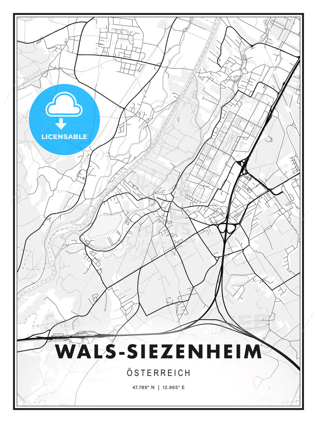 Wals-Siezenheim, Austria, Modern Print Template in Various Formats - HEBSTREITS Sketches