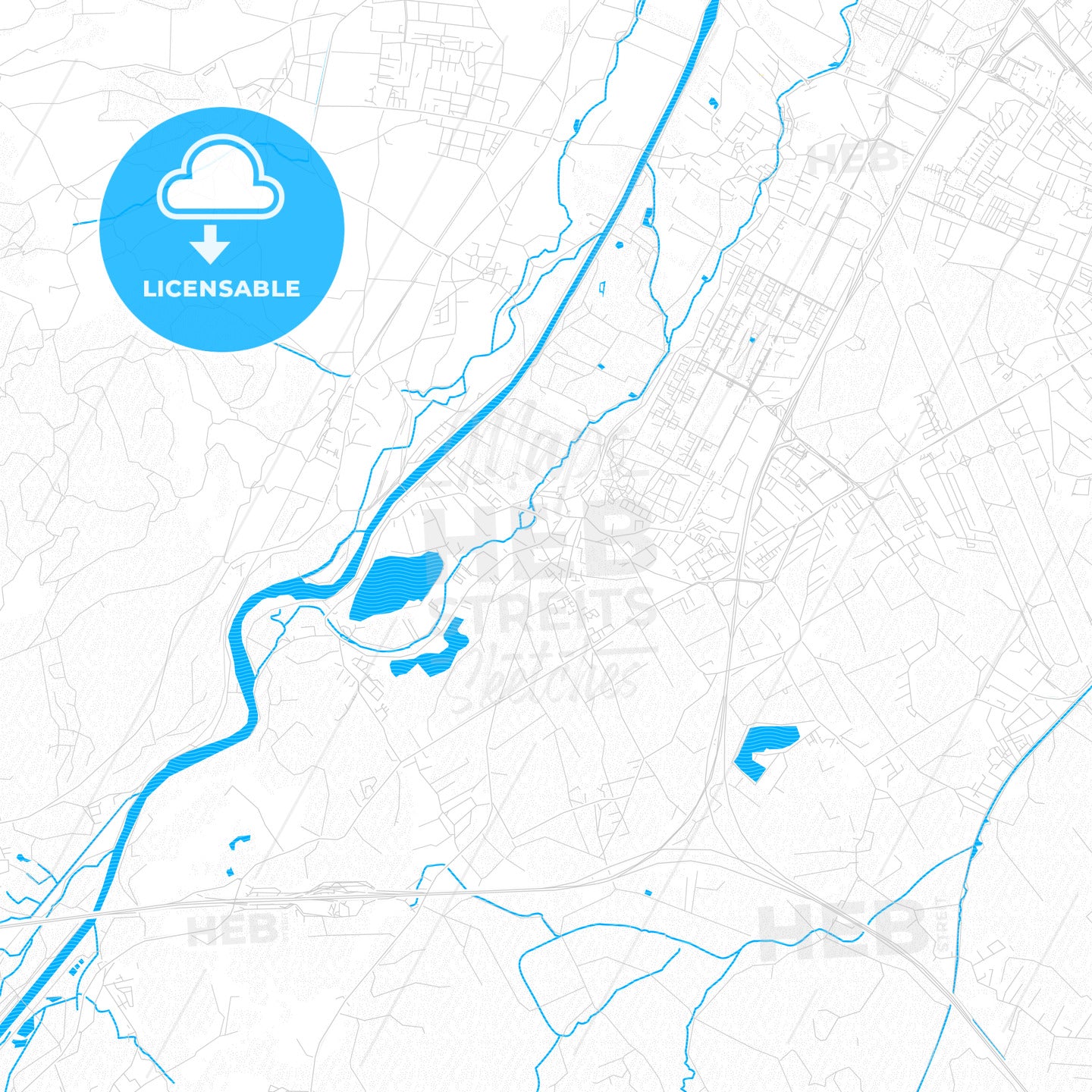 Wals-Siezenheim, Austria PDF vector map with water in focus