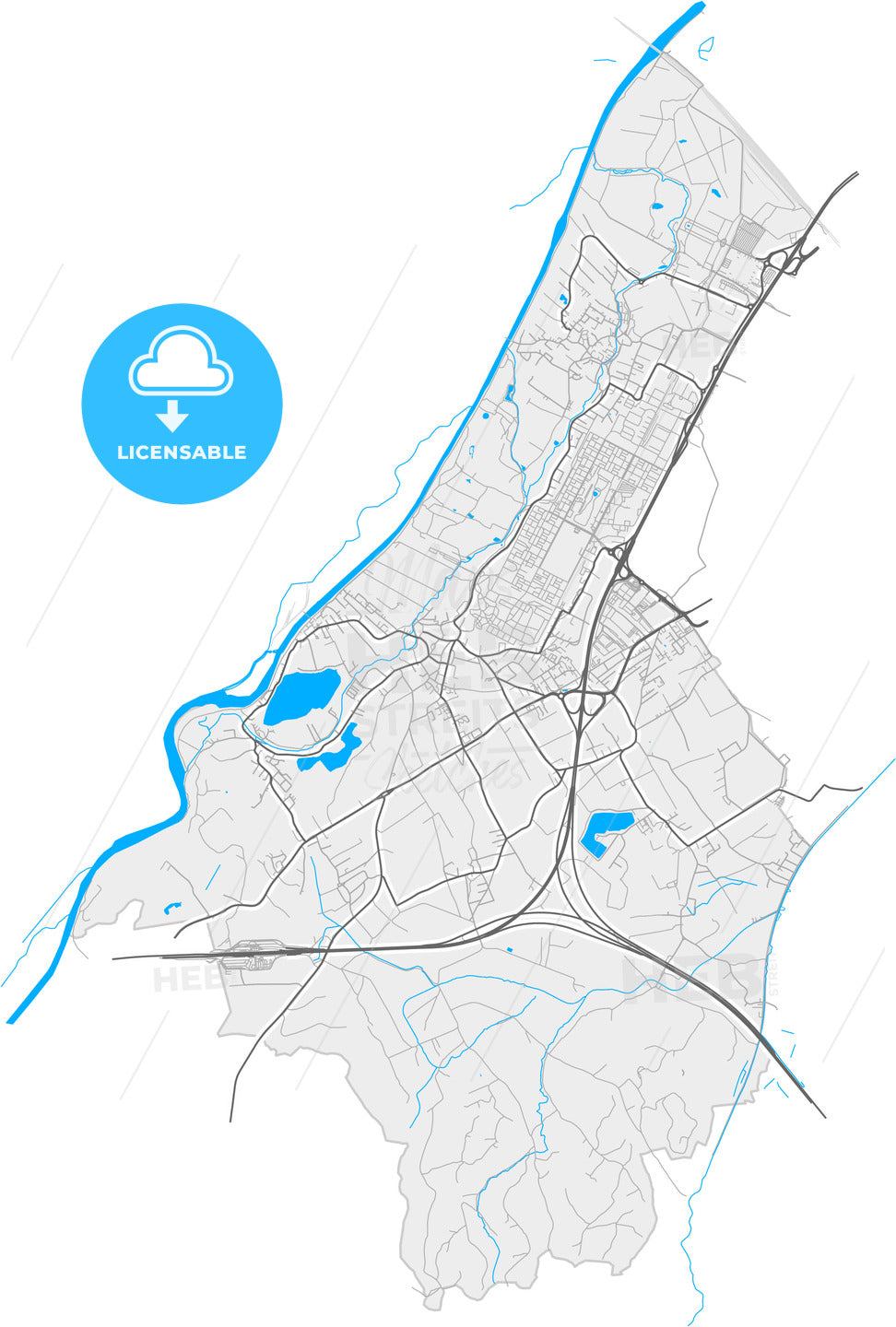 Wals-Siezenheim, Salzburg, Austria, high quality vector map