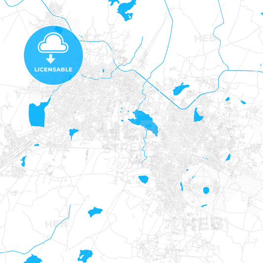 Warangal, India PDF vector map with water in focus