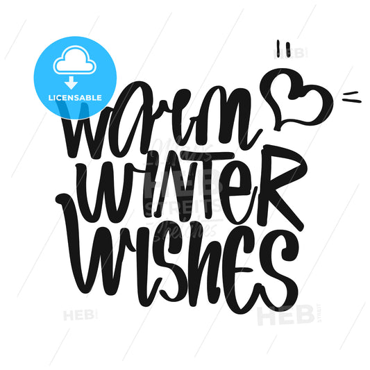 Warm Winter Wishes handwritten lettering – instant download