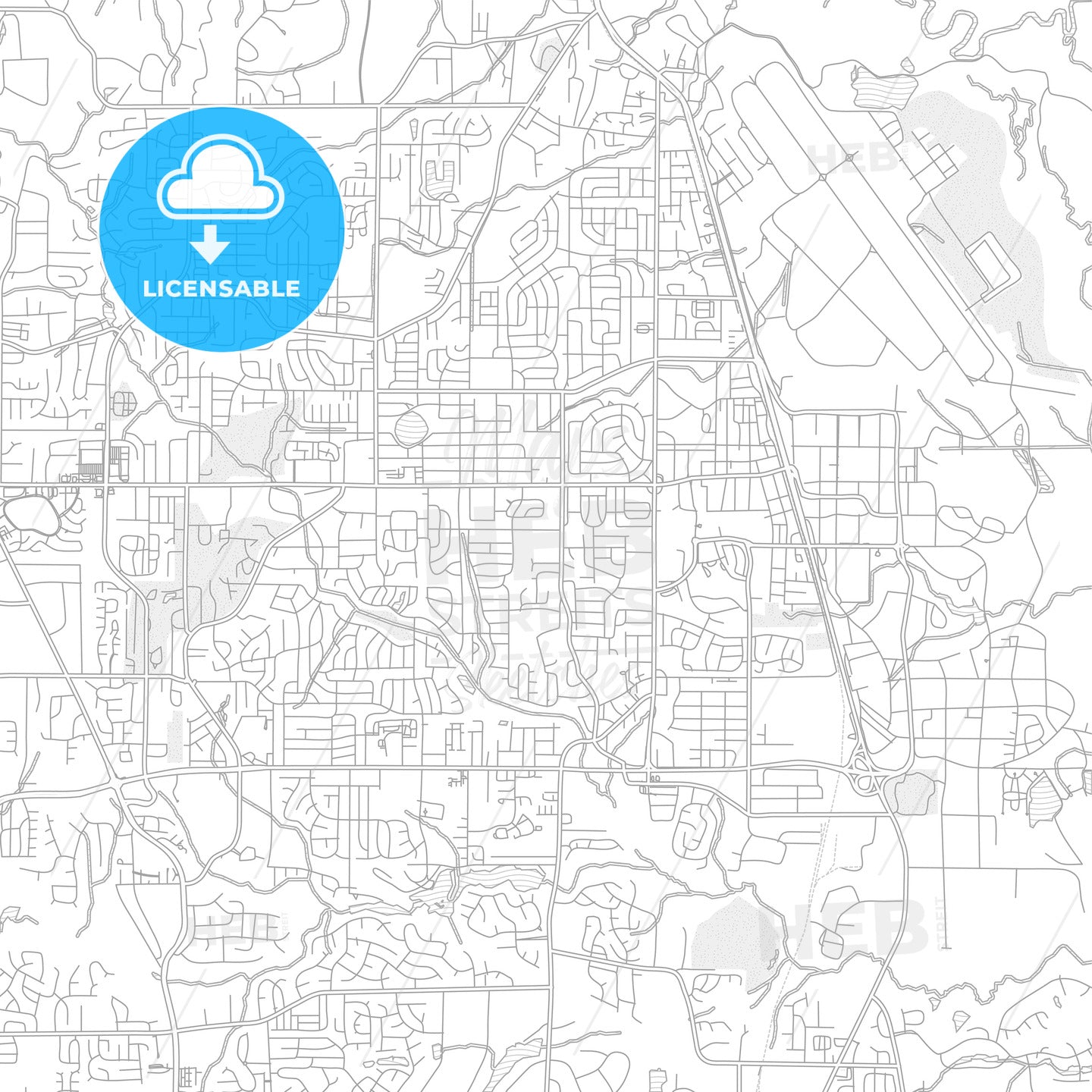 Warner Robins, Georgia, USA, bright outlined vector map