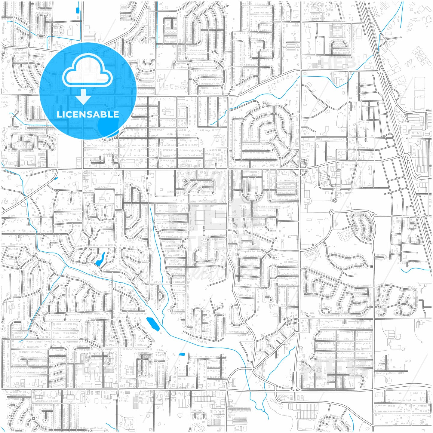 Warner Robins, Georgia, United States, city map with high quality roads.