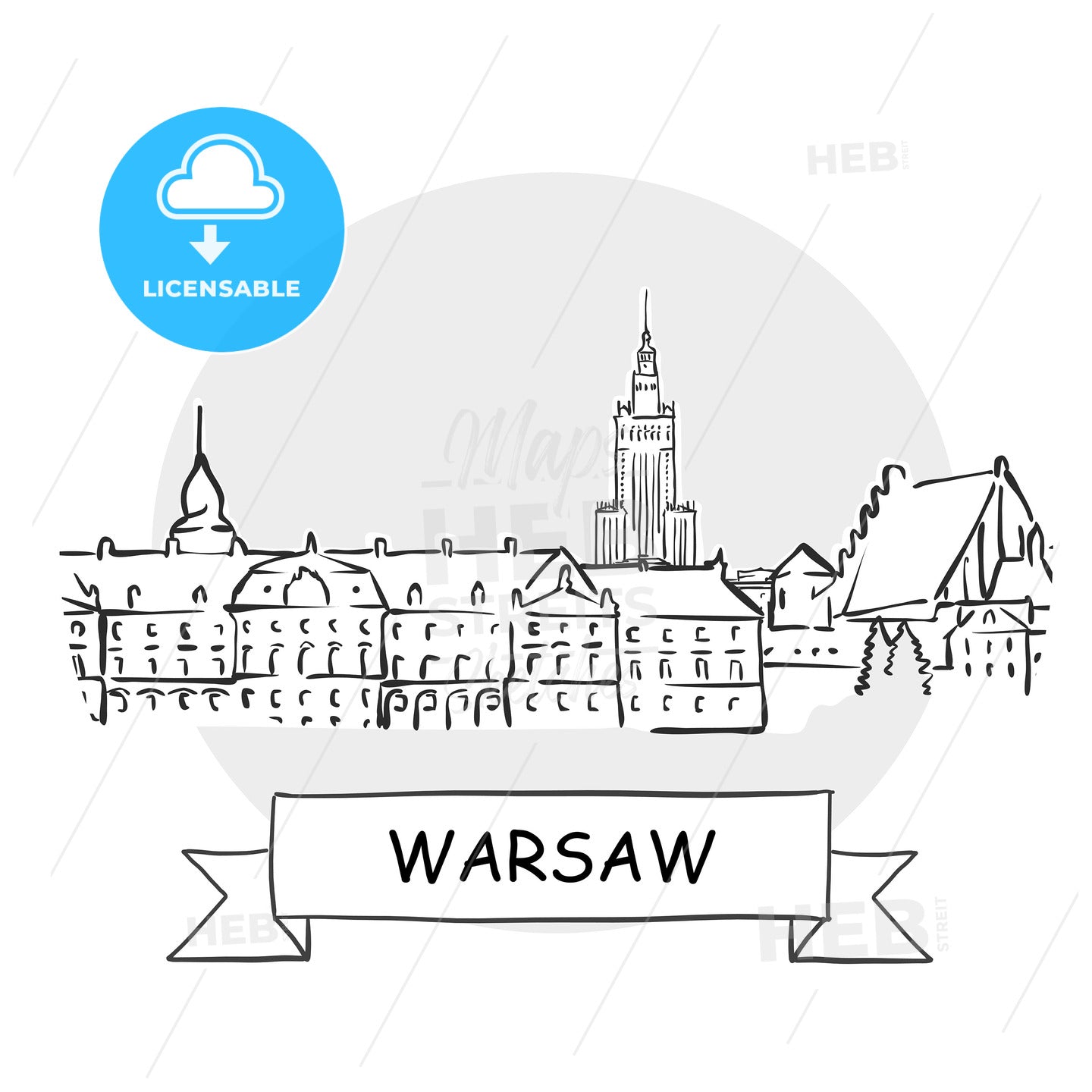 Warsaw Cityscape Vector Sign – instant download