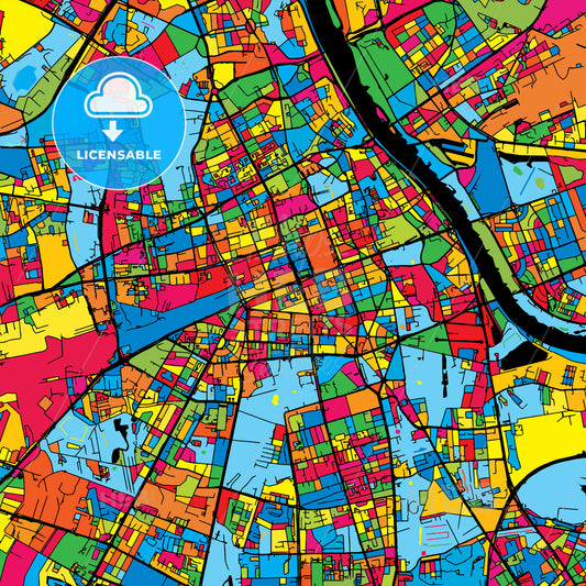 Warsaw Poland Colorful Map