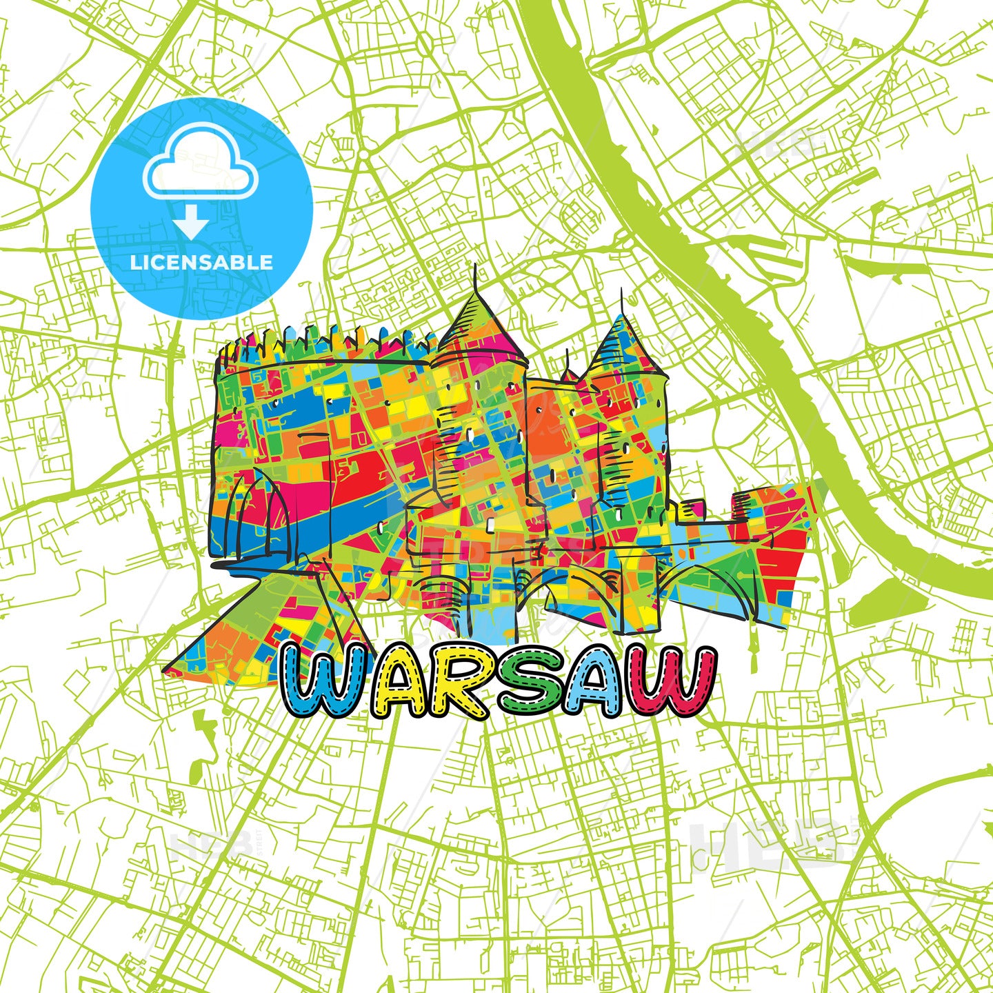 Warsaw Travel Art Map