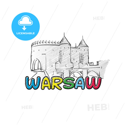 Warsaw beautiful sketched icon – instant download