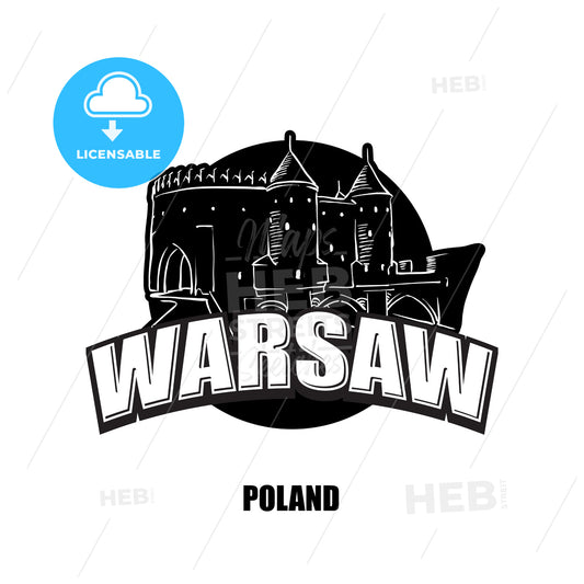 Warsaw, fortress, black and white logo – instant download