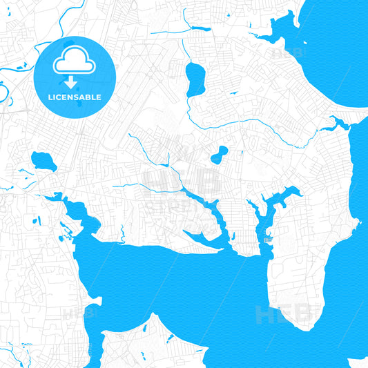 Warwick, Rhode Island, United States, PDF vector map with water in focus