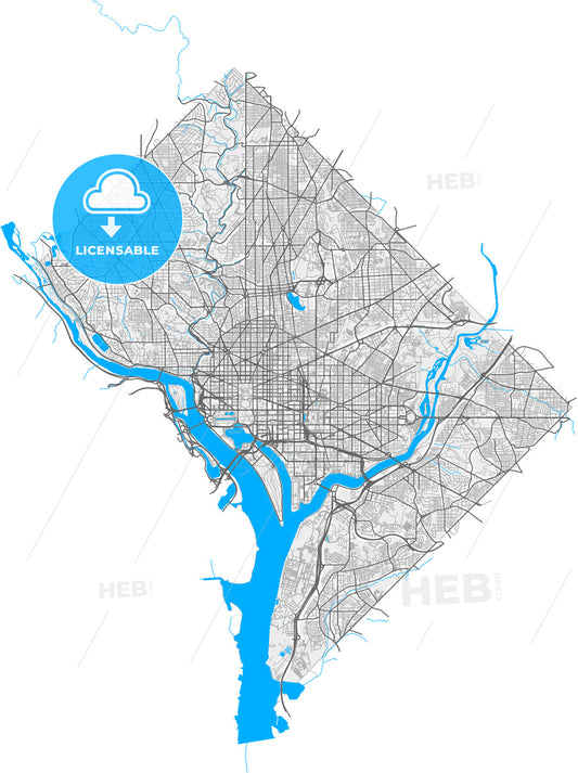 Washington, D.C., United States, high quality vector map