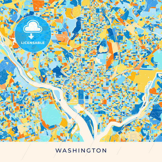 Washington colorful map poster template