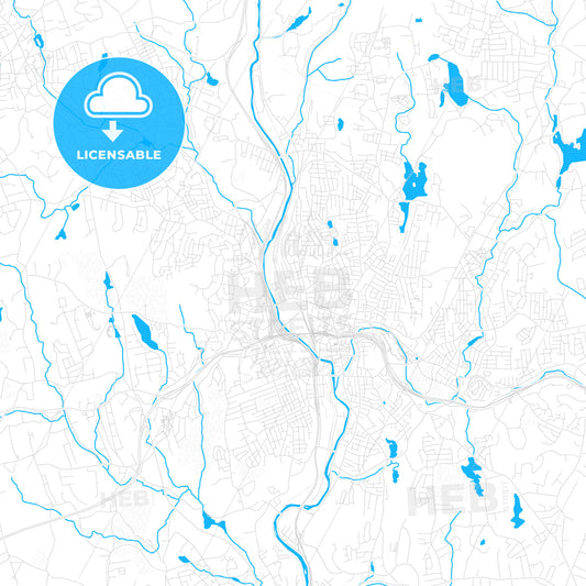 Waterbury, Connecticut, United States, PDF vector map with water in focus