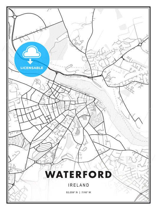 Waterford, Ireland, Modern Print Template in Various Formats - HEBSTREITS Sketches