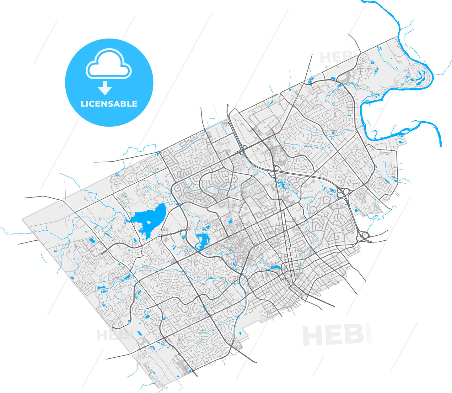 Waterloo, Ontario, Canada, high quality vector map