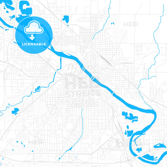 Waterloo, Iowa, United States, PDF vector map with water in focus