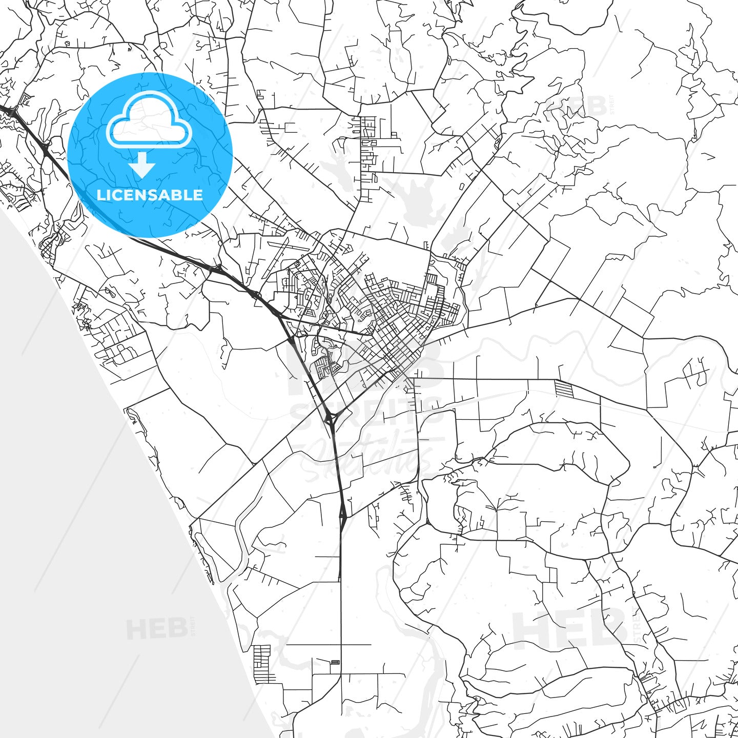 Watsonville, California - Area Map - Light