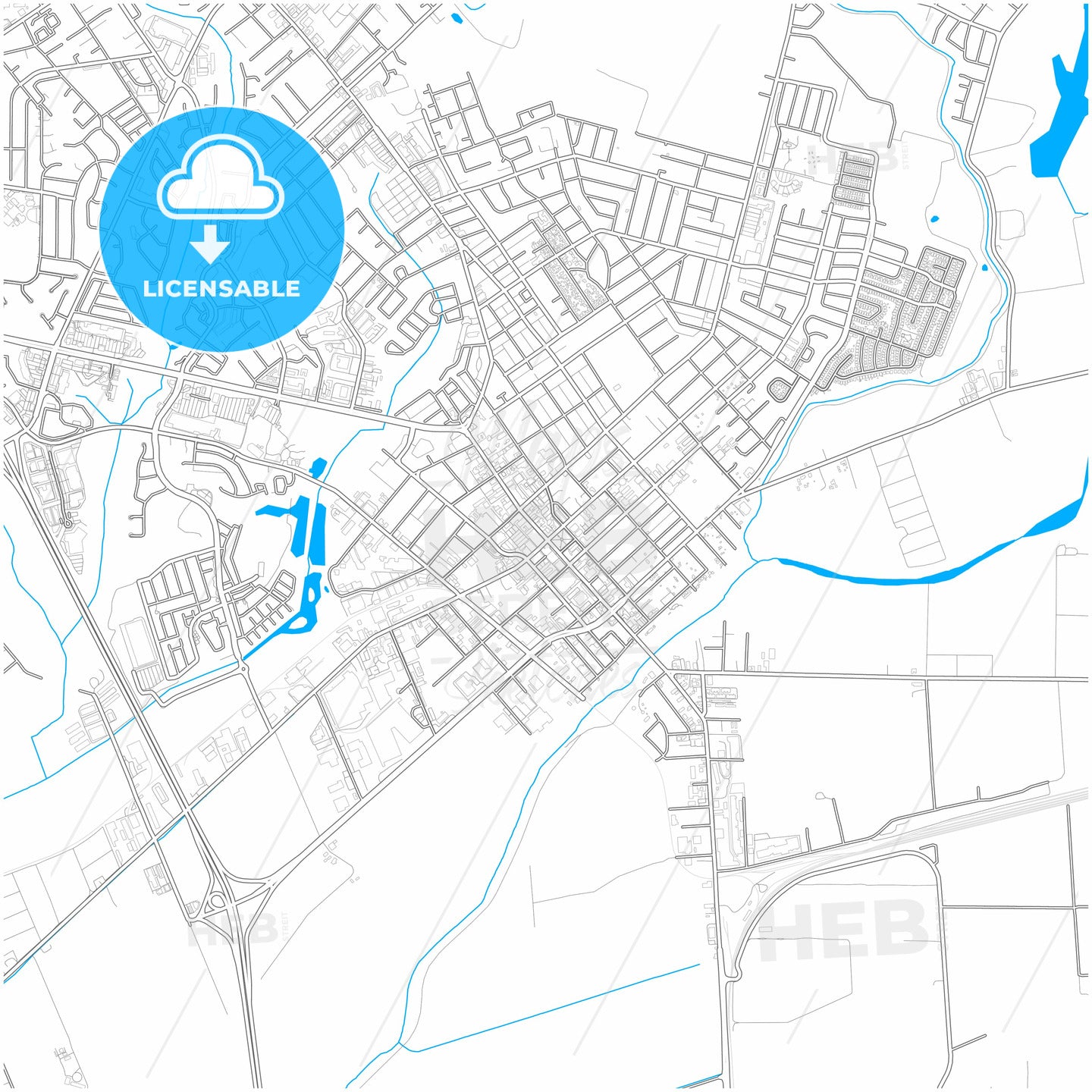 Watsonville, California, United States, city map with high quality roads.