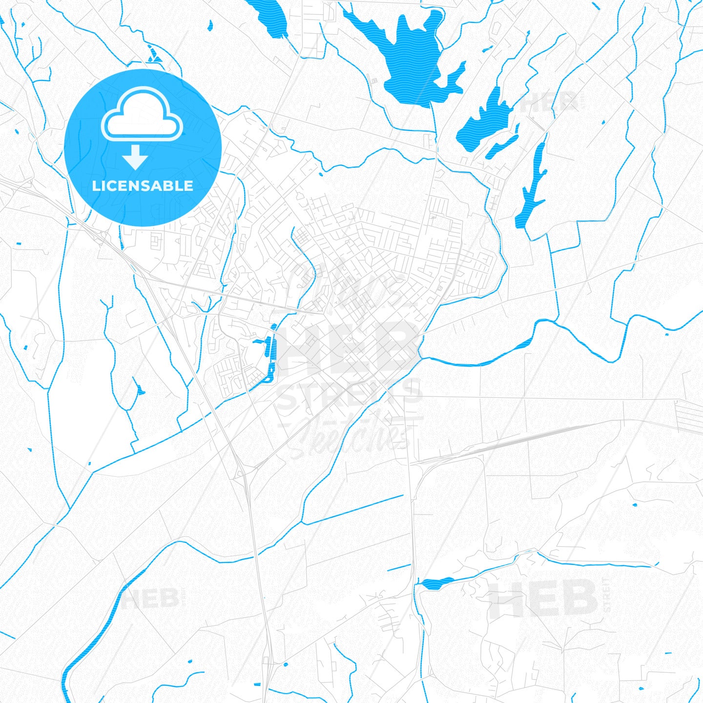 Watsonville, California, United States, PDF vector map with water in focus