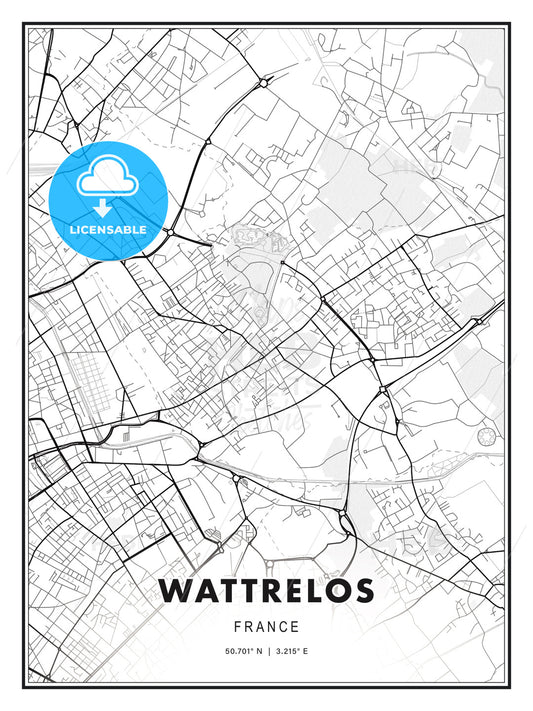 Wattrelos, France, Modern Print Template in Various Formats - HEBSTREITS Sketches
