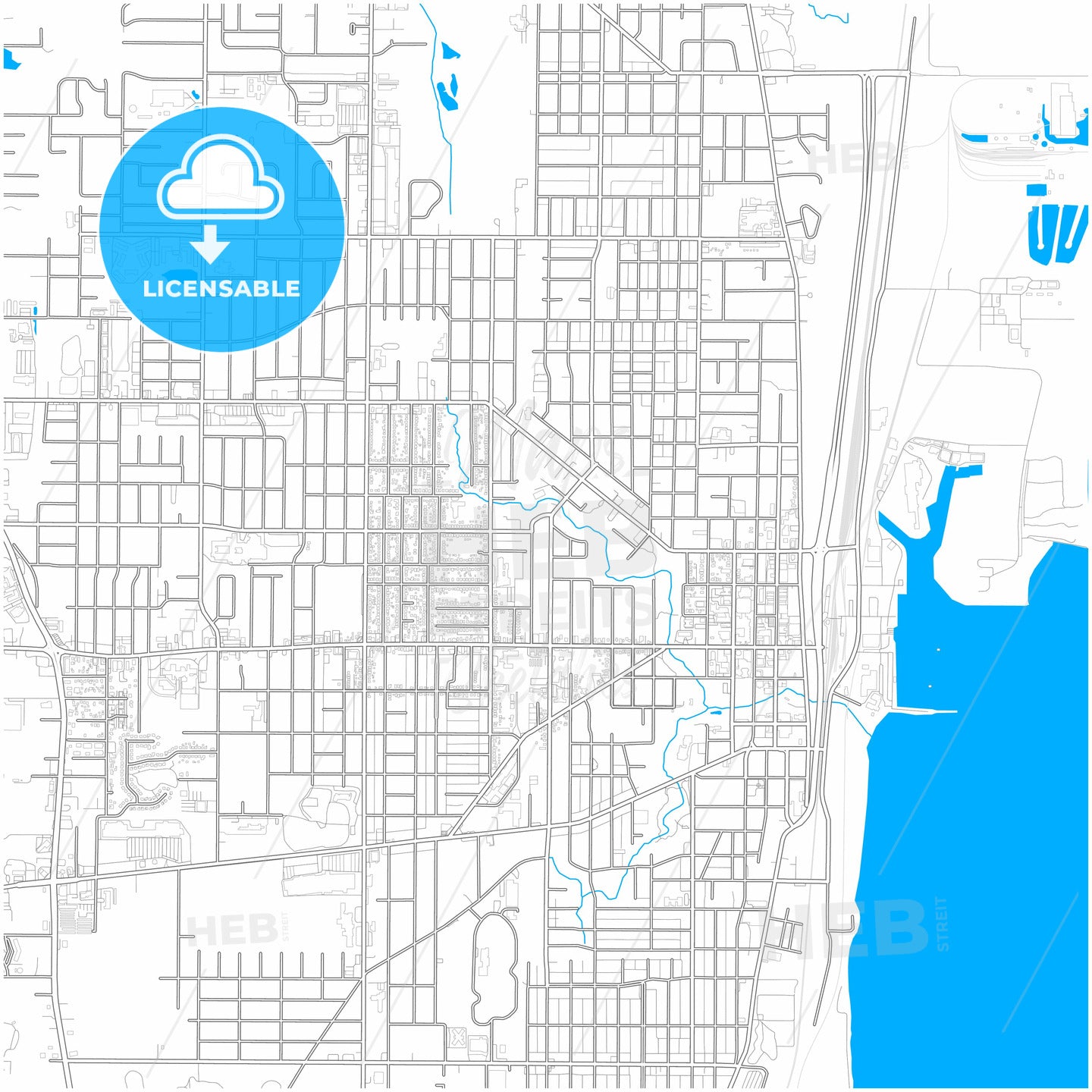 Waukegan, Illinois, United States, city map with high quality roads.