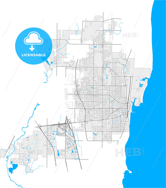 Waukegan, Illinois, United States, high quality vector map