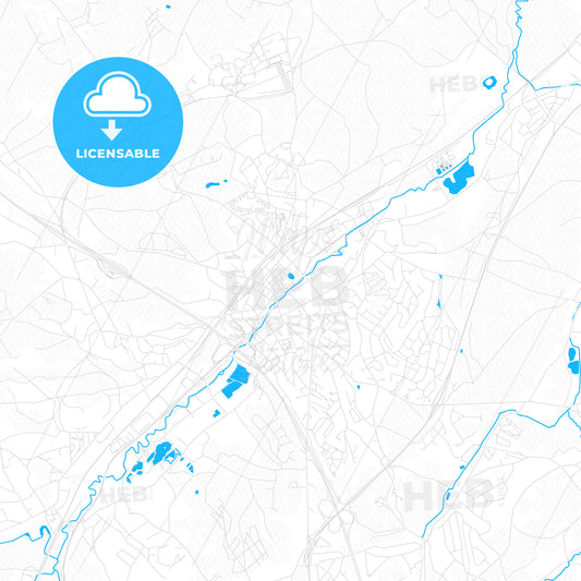 Wavre, Belgium PDF vector map with water in focus