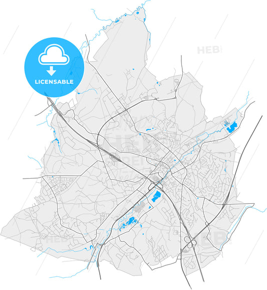 Wavre, Walloon Brabant, Belgium, high quality vector map