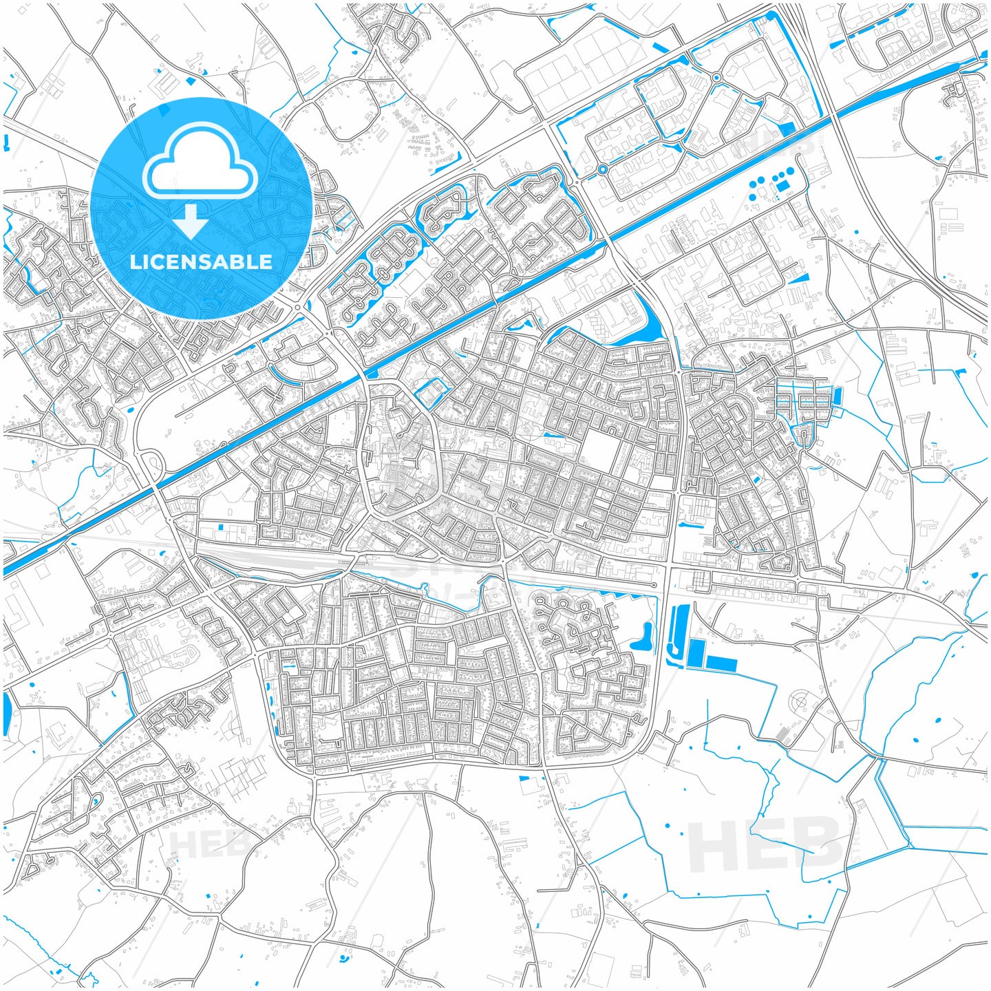 Weert, Limburg, Netherlands, city map with high quality roads.