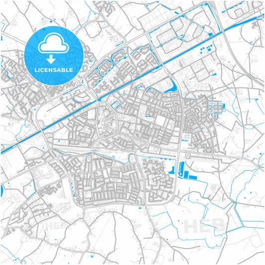 Weert, Limburg, Netherlands, city map with high quality roads.