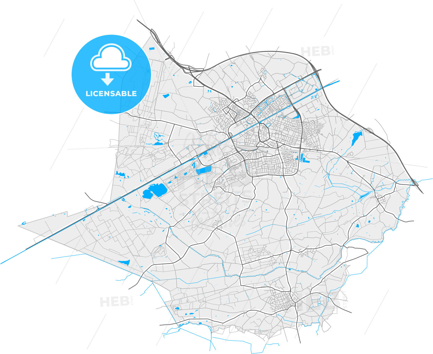Weert, Limburg, Netherlands, high quality vector map