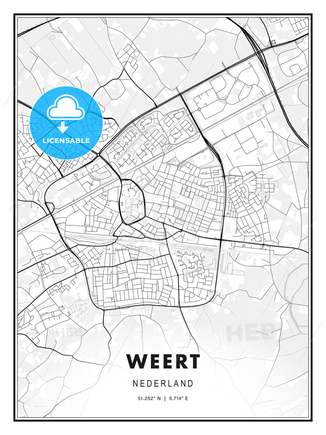 Weert, Netherlands, Modern Print Template in Various Formats - HEBSTREITS Sketches