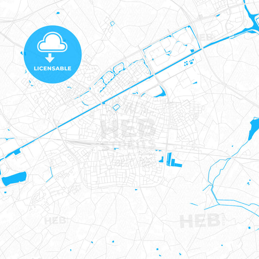 Weert, Netherlands PDF vector map with water in focus