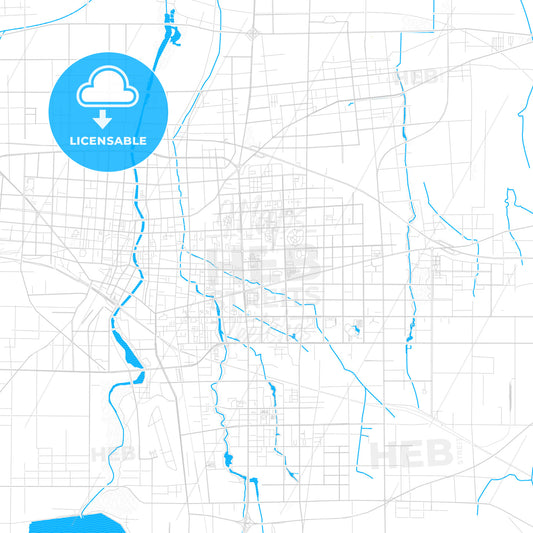 Weifang, China PDF vector map with water in focus