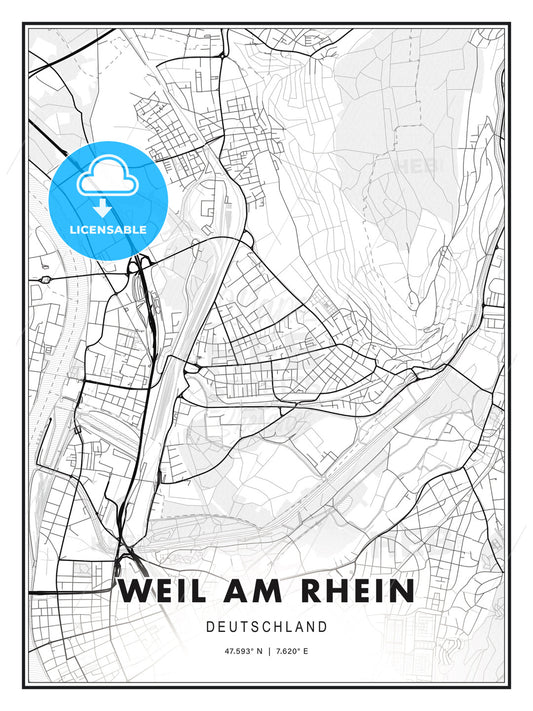 Weil am Rhein, Germany, Modern Print Template in Various Formats - HEBSTREITS Sketches
