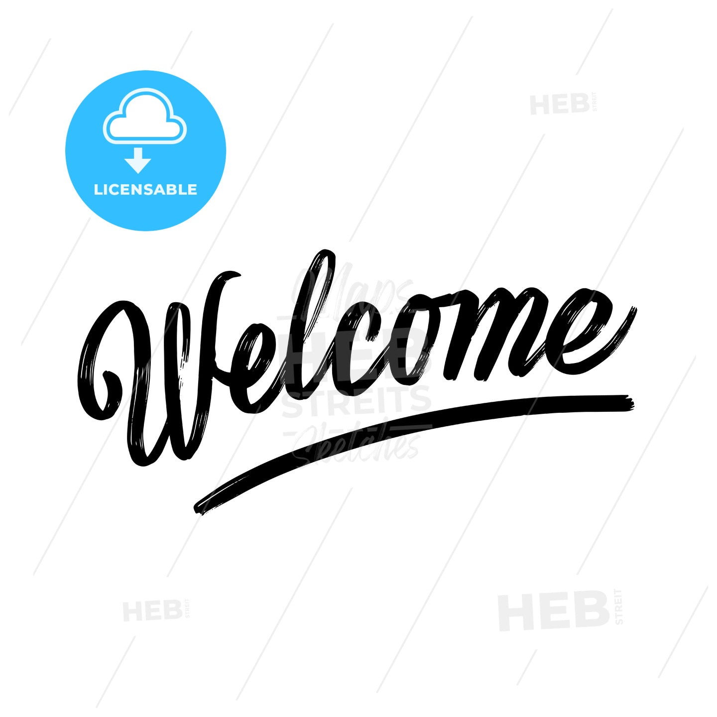 Welcome written phrase, lettering by hand. – instant download
