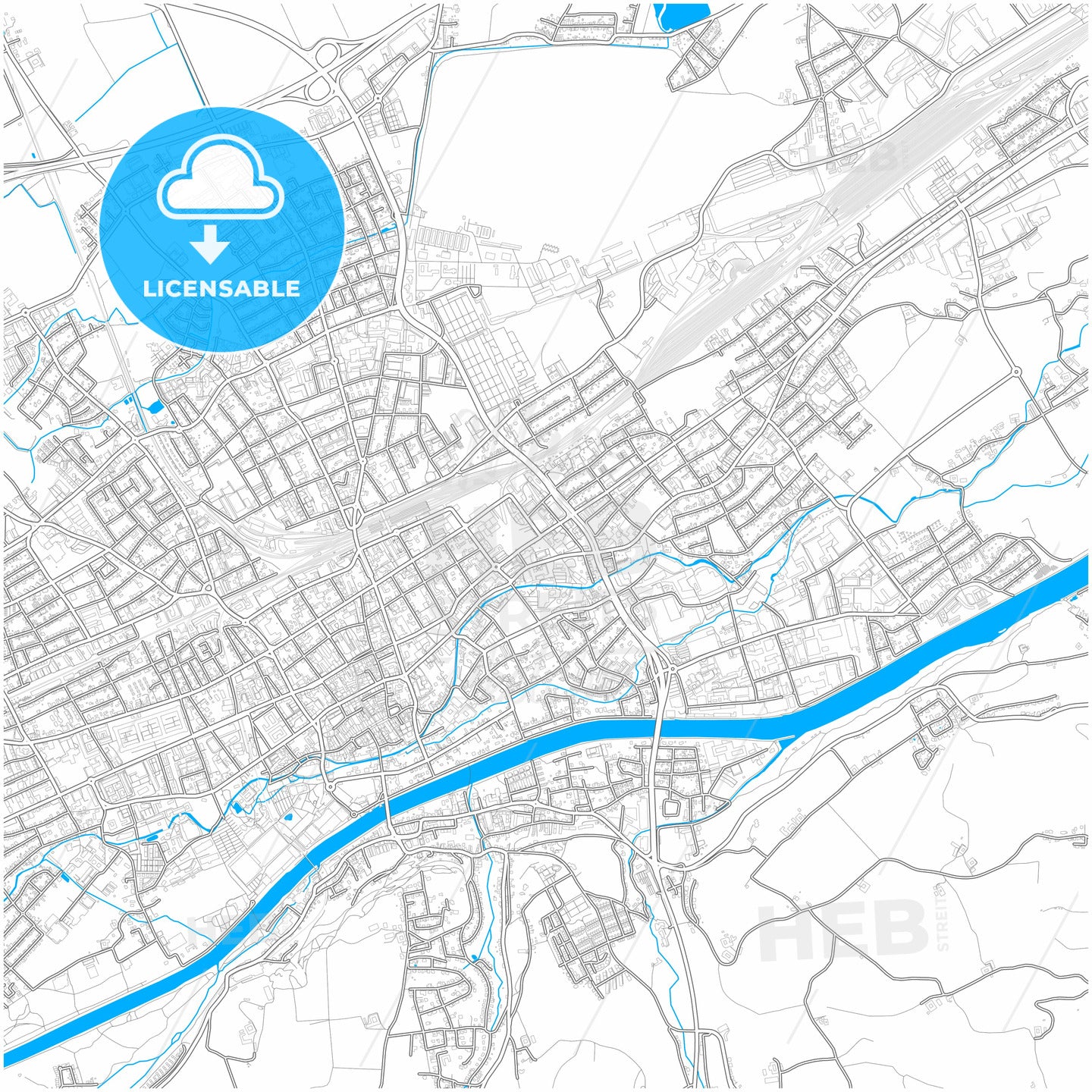 Wels, Upper Austria, Austria, city map with high quality roads.