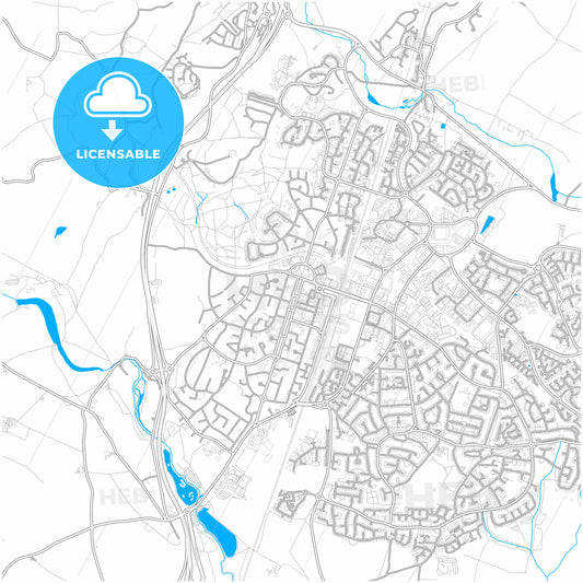 Welwyn Garden City, East of England, England, city map with high quality roads.