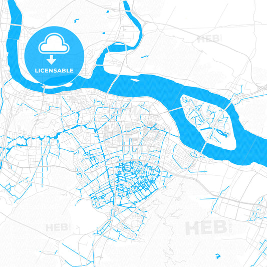 Wenzhou, China PDF vector map with water in focus