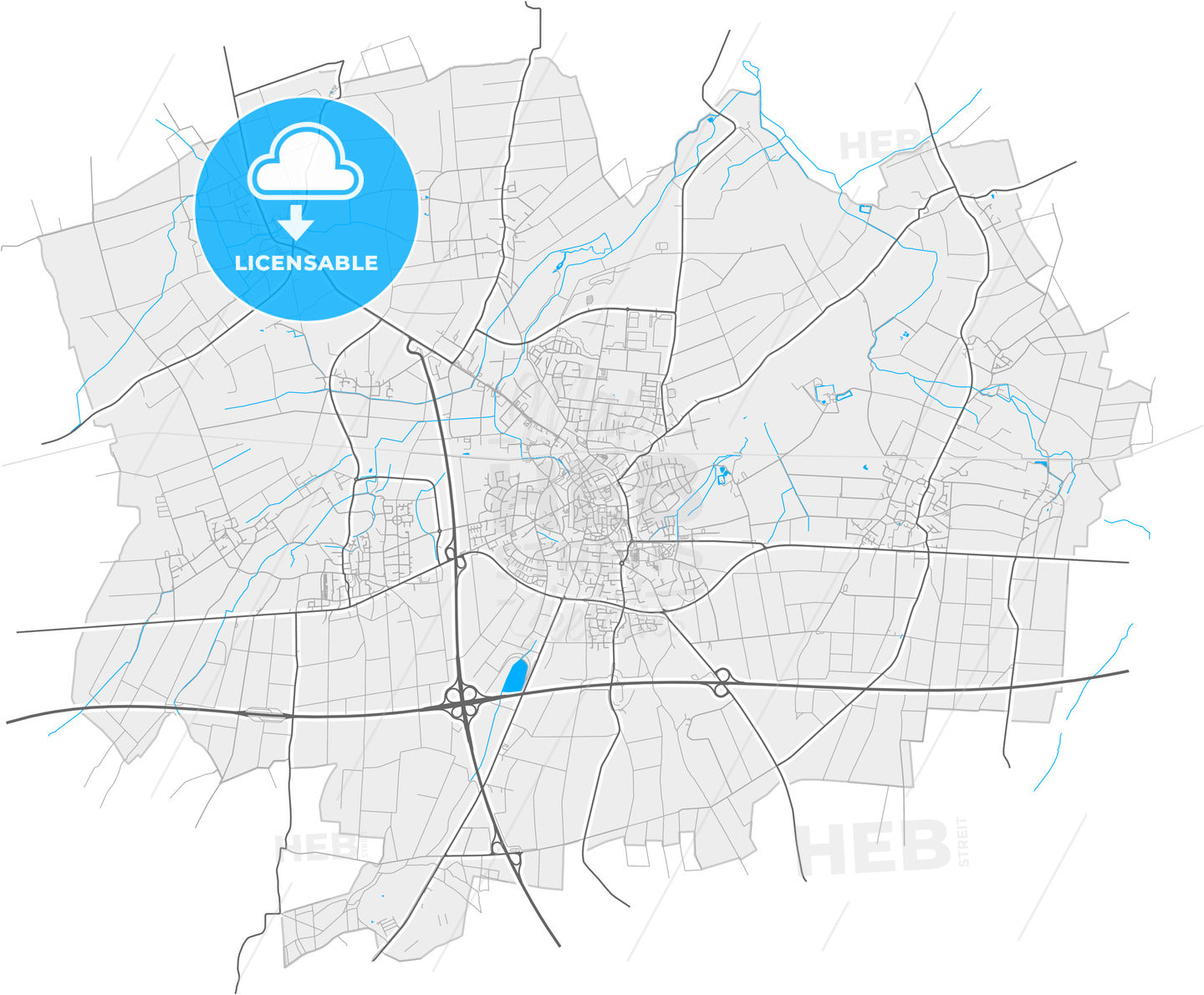 Werl, North Rhine-Westphalia, Germany, high quality vector map