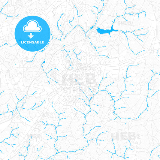 Wermelskirchen, Germany PDF vector map with water in focus