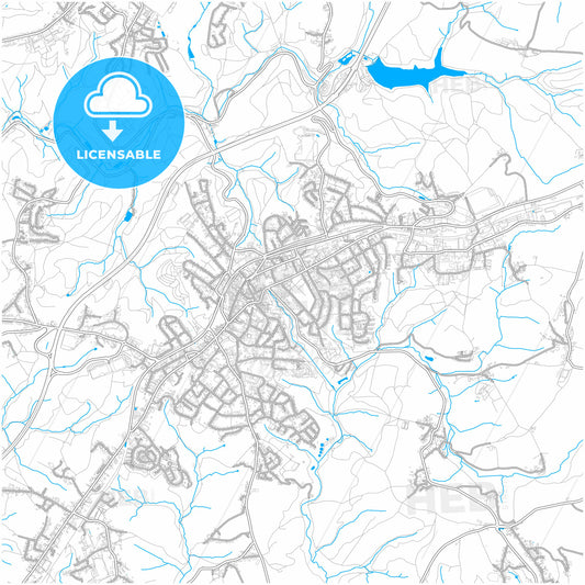 Wermelskirchen, North Rhine-Westphalia, Germany, city map with high quality roads.