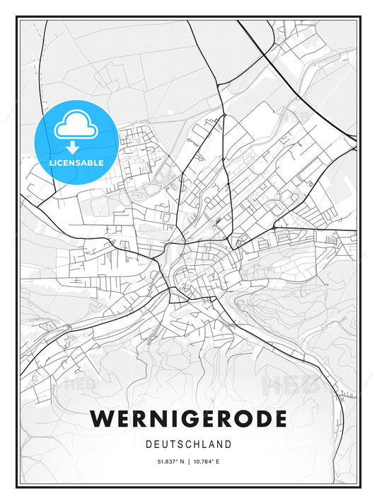 Wernigerode, Germany, Modern Print Template in Various Formats - HEBSTREITS Sketches