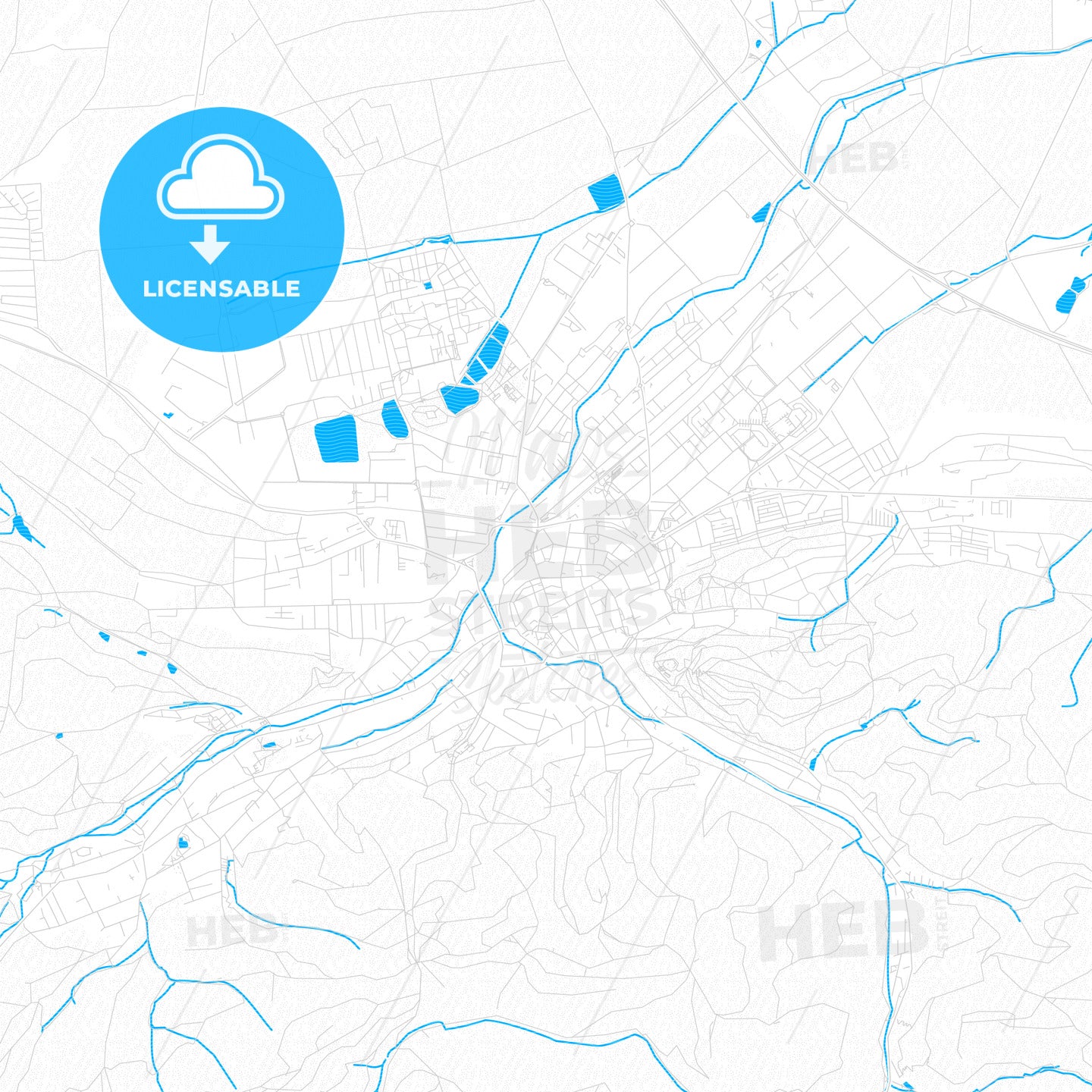 Wernigerode, Germany PDF vector map with water in focus