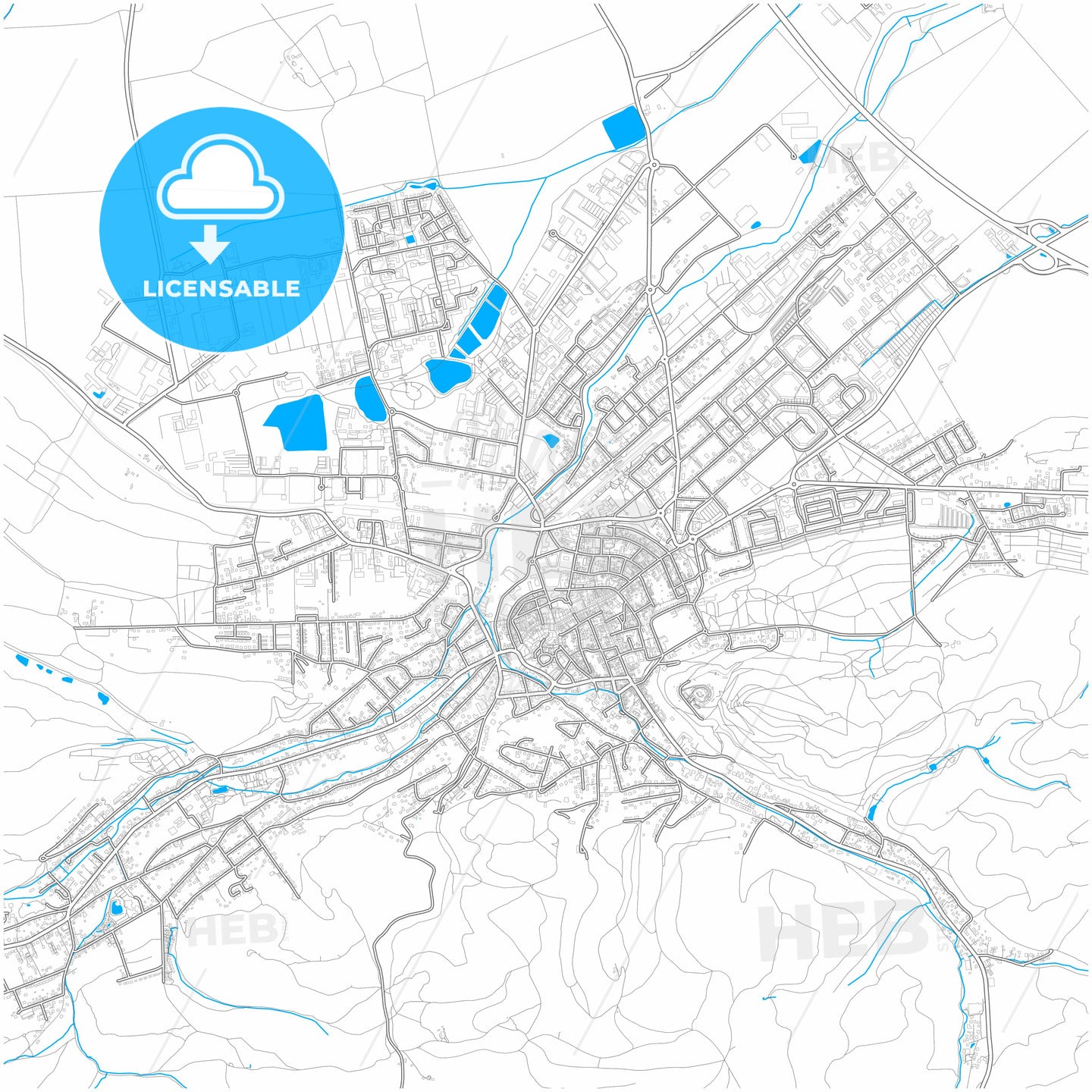 Wernigerode, Saxony-Anhalt, Germany, city map with high quality roads.