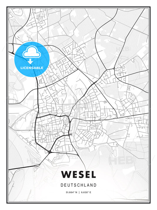 Wesel, Germany, Modern Print Template in Various Formats - HEBSTREITS Sketches