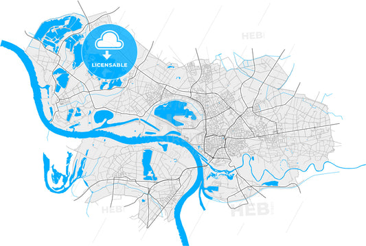 Wesel, North Rhine-Westphalia, Germany, high quality vector map