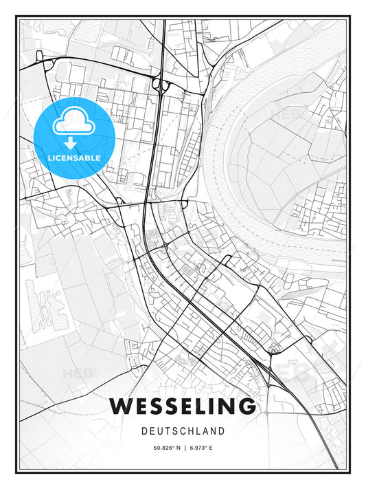 Wesseling, Germany, Modern Print Template in Various Formats - HEBSTREITS Sketches